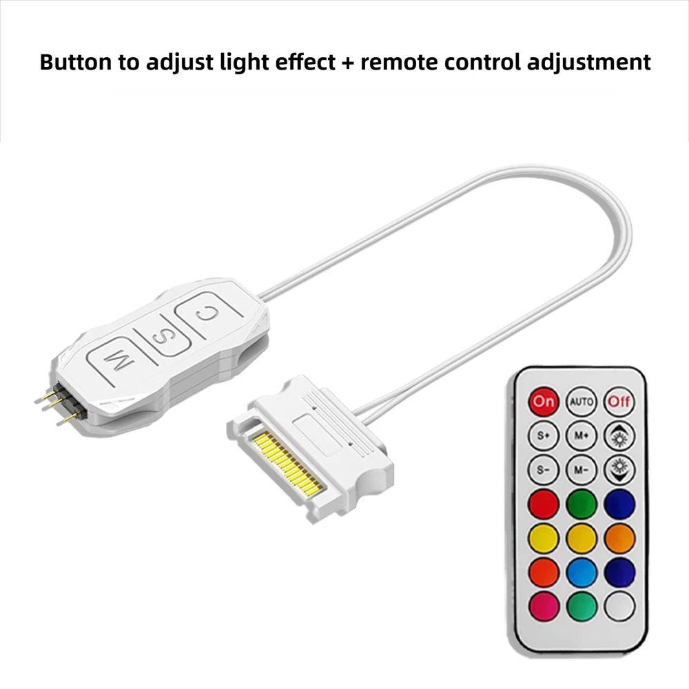 ARGB Controller 5V3Pin to SATA Power Conversion Mini RGB Controller Remote Controllable For PC Case Cooling Fans Light Strips