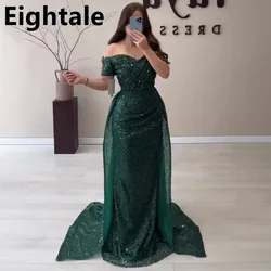 Eightale 2023 vestido de fiesta de lentejuelas brillantes de color verde oscuro con hombros descubiertos vestido de noche de sirena vestido de fiesta Formal para mujer personalizado