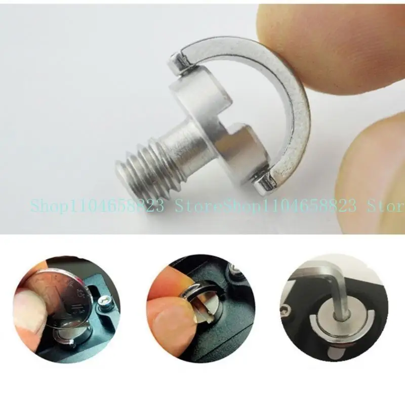 

652F Pack Of 2 D-Rings 1/4Inch Tripod Screw Quick Release Screws For DSLR Camera Tripod Monopod Stainless Steel Camera Screws