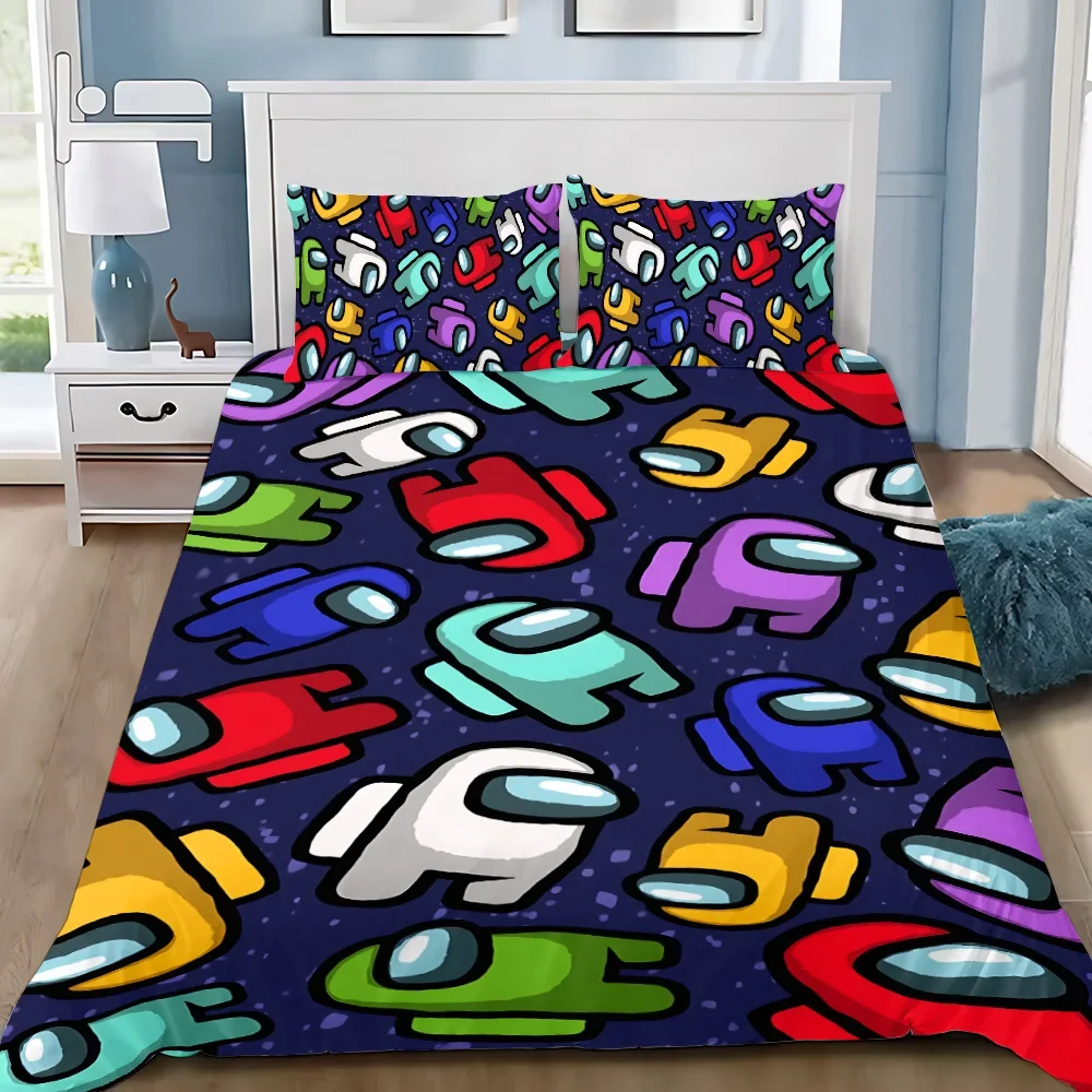 Duvet Cover Pillowcase Bedding Set Game A-A-Amongs Us Adult Boy Girl Bedroom Decoration Children Gift Single Double Home Textile