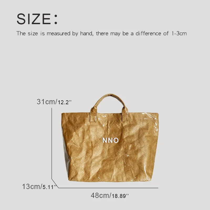 Preppy Style Tote Bags For Women Luxury Designer Handbag And Purses 2023 New In Kraft Paper Letter Large Capacity Wrist Shopping