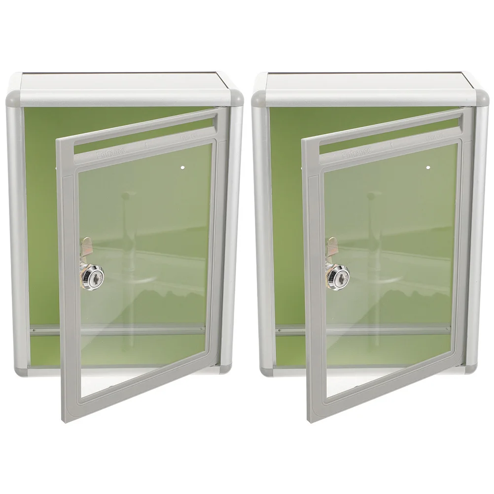 2Pcs Transparent Wall Mailbox Metal Lockable Post Box for Office Home Suggestion Ballot Letter Collection Box Wall Mailbox