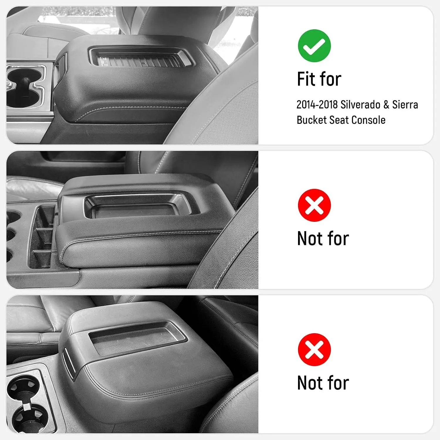 For Chevy Silverado/GMC Sierra 2014-2018, Tahoe & Suburban & Yukon 2015-2020, Car Armrest Cover Accessories(Bucket Seat)