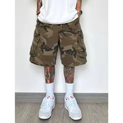 New summer men's shorts retro loose large pockets camouflage work shorts Bermuda hip-hop street casual shorts Men's clothing