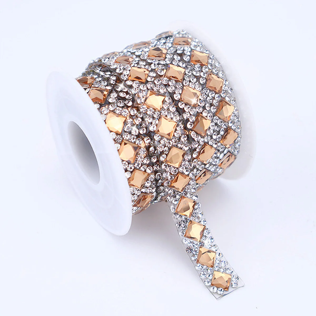 3 Yards 10 mm breites, 6 mm quadratisches Strassband, selbstklebende Kristalle, Steine zum Aufkleben, Strass für Kleidungsdekoration – Detail 6
