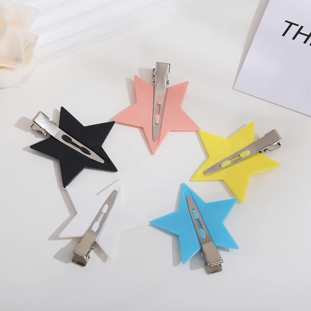 2pcs Sweet Cool Star Hairpin 2023 Korean New Simple Charm Metal Bobby Pin Y2k Alligator Clip Hair Accessories for Girl Headdress