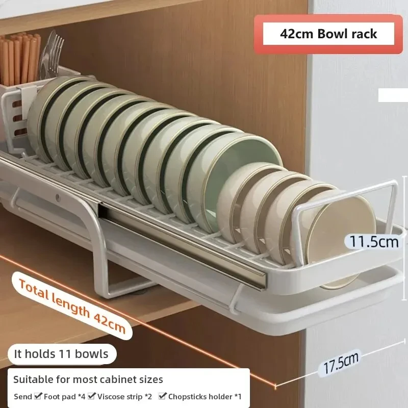 Dish Bowl Storage Rack Kitchen Pull-out Dish and Bowl Shelf Cabinet Storage Rack Drawer Drain Rack Kitchen Accessries Joy