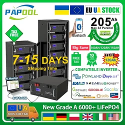 LiFePO4 48V 200Ah Akku 10Kwh 16S Bluetooth BMS 51,2V 100Ah 120Ah 150Ah Lithiumbatterie 6000 Zyklen CAN RS485 EU UA LAGER