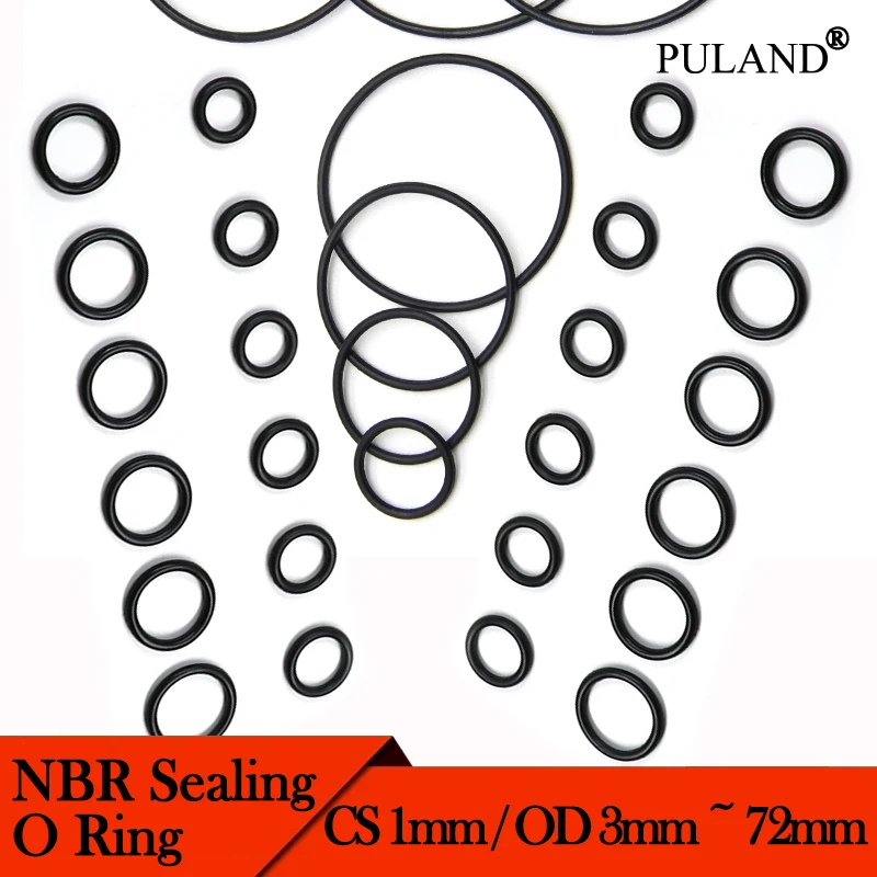 

50pcs Black NBR O Ring Nitrile Rubber Gasket Thickness CS 1mm OD 3mm ~ 72mm Round O Type Corrosion Oil Resist Sealing Washer