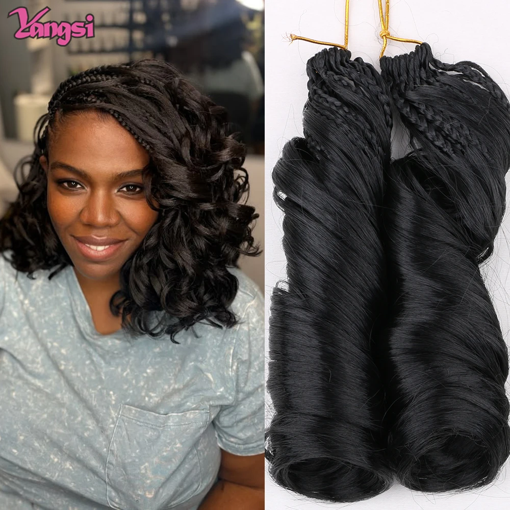 14 inch Goddess Box Braids Ombre Pre-looped Boho Box Braids With Curly Ends 3X Crochet Braids Hair Synthetic Braiding Hair