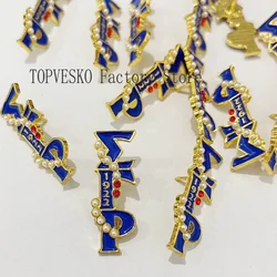 Custom Designed Sigma Gamma Rho Blue Enamel Letters Inlaid with Pearls 1922 Brooch