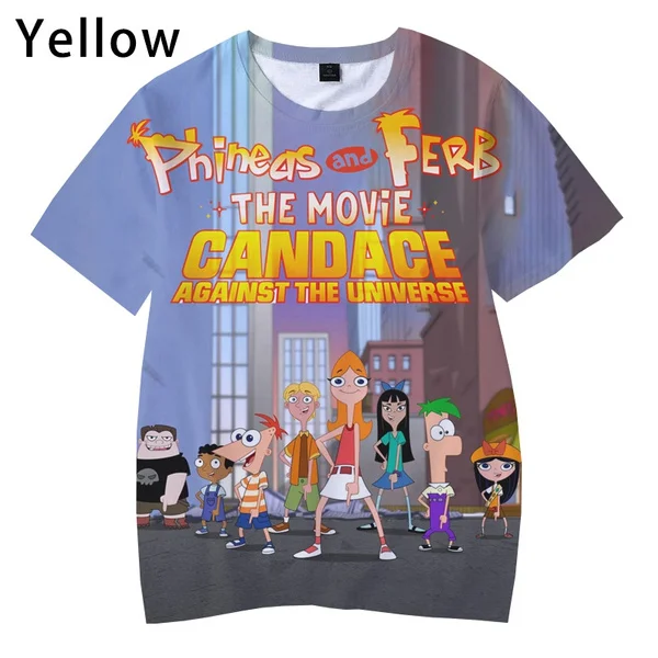 2024 Phineas and Ferb The Movie Candace Against the Universe 3d T-shirt Summer Hip Hop Graphic Short Sleeve Printed T Shirt