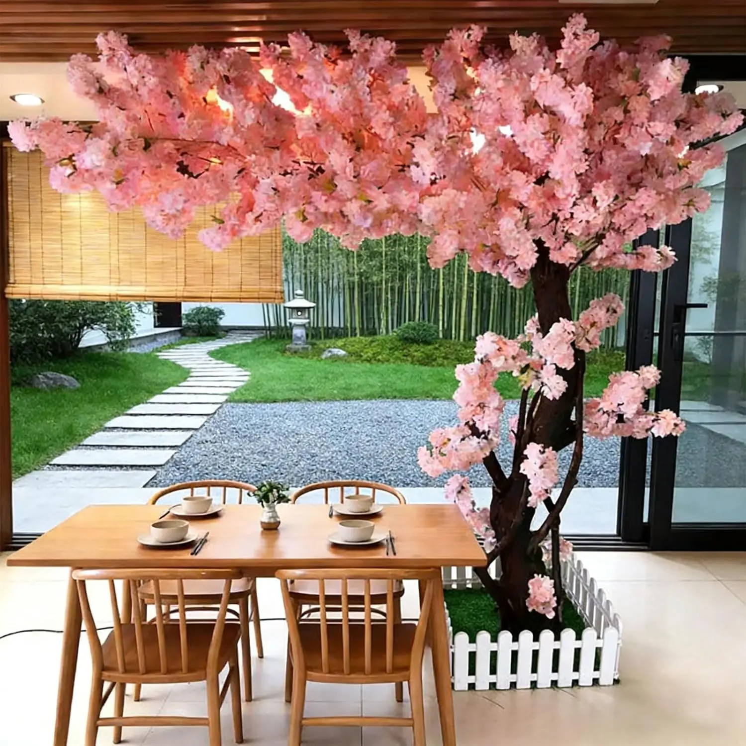 

Large Pink Artificial Cherry Blossom Tree Tall Indoor Outdoor Home Decor Wishing Tree for Living Room Garden Party Wedding