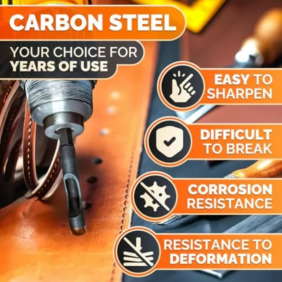 Leather Hole Punch Tool Set with 6 Pcs Drill Bits in Sizes 3 16 1 4 5 16 3 8 7 16 1 2 HighPrecision Leather Punch Tool for Craf