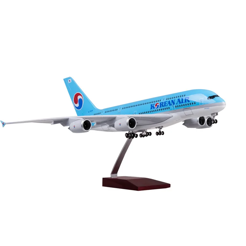 47CM 1:160 Model Aircraft Airbus A380 Air Korean LED Light Die-casting Machine Collected As A Gift By Aviation Enthusiasts