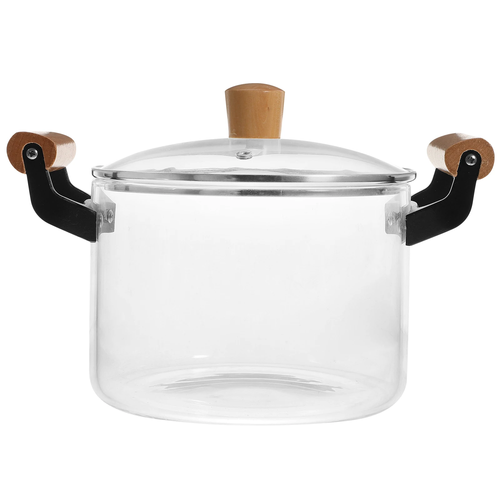 

Glass Pot Cooking Clear Food Container Bowls Lids Stainless Wood Smooth Surface Easy Clean Multipurpose Heat Conduction Slow
