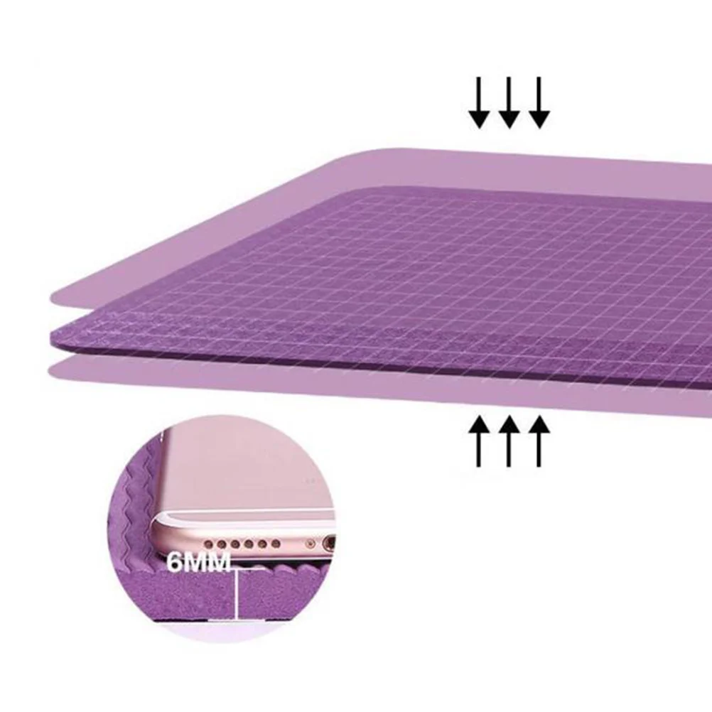 

6Mm Extra Thick Tpe Yoga Mat Non-Slip Eco-Friendly 183X61X0.6Cm Lightweight Portable Dark Purple Exercise Fitness Mat For