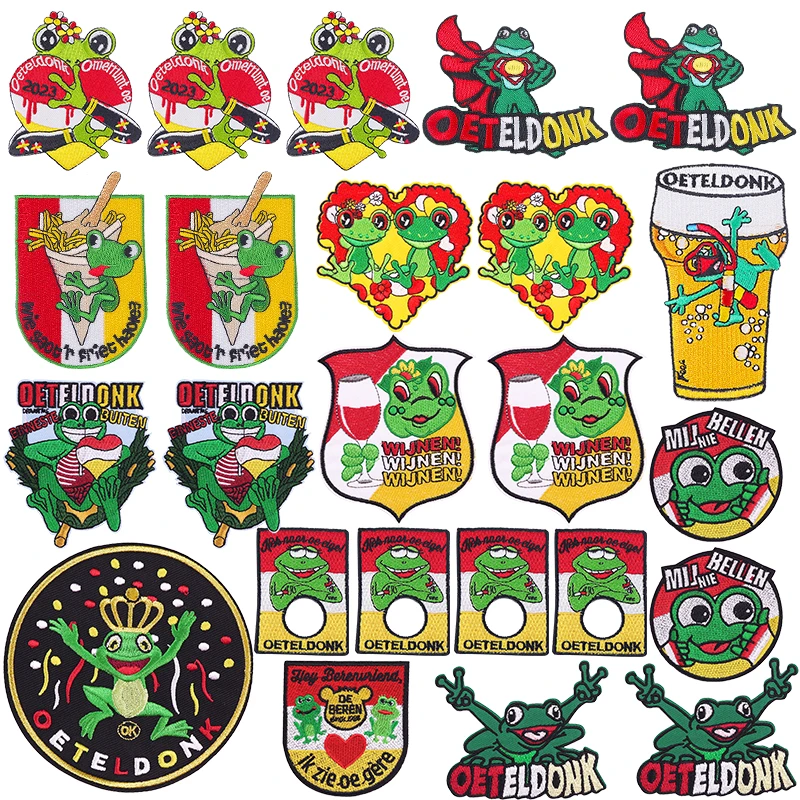 10 pcs/lot Wholesale Netherland Carnival Oeteldonk Emblem Frog Embroidery Patch Iron On Patches For Clothing Oeteldonk Clothes