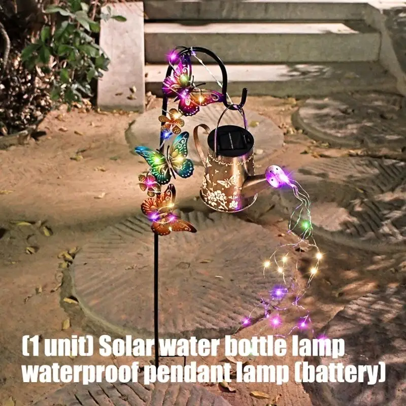 Solar Watering Can Stake Light with Hanging Hook, String Lights, 31.30 Inch Iron and ABS Frame for Lawn, Garden, and Yard Y5GB