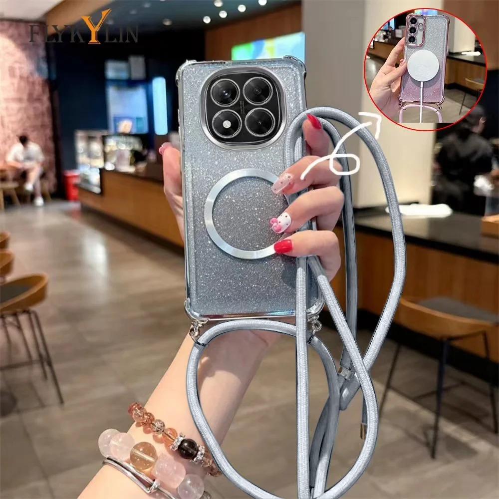 Überzug Klare Magnetische Hüllen Für Samsung A53 A52 A32 A13 A23 A33 A73 A12 A22 A02S A03S Crossbody Lanyard Halskette Abdeckung