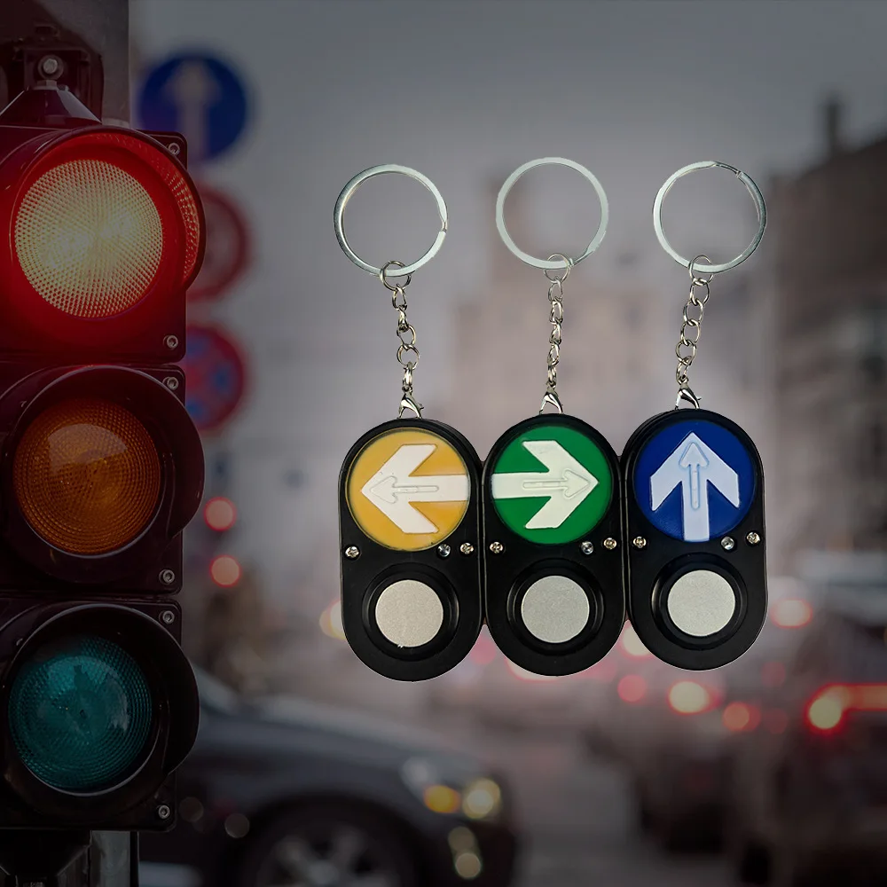 Porte-clés créatif avec bouton de feu de circulation pour trottoir, accessoire sonore, cadeau exquis, pendentif cadeau commémoratif
