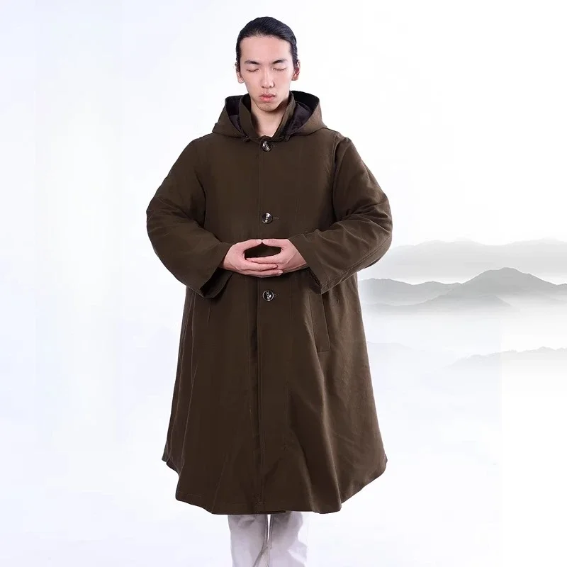 يمكن تفكيك الملابس القطنية الشتوية وغسلها، عباءة رجالية بطبقة مزدوجة سميكة ومتوسطة وطويلة