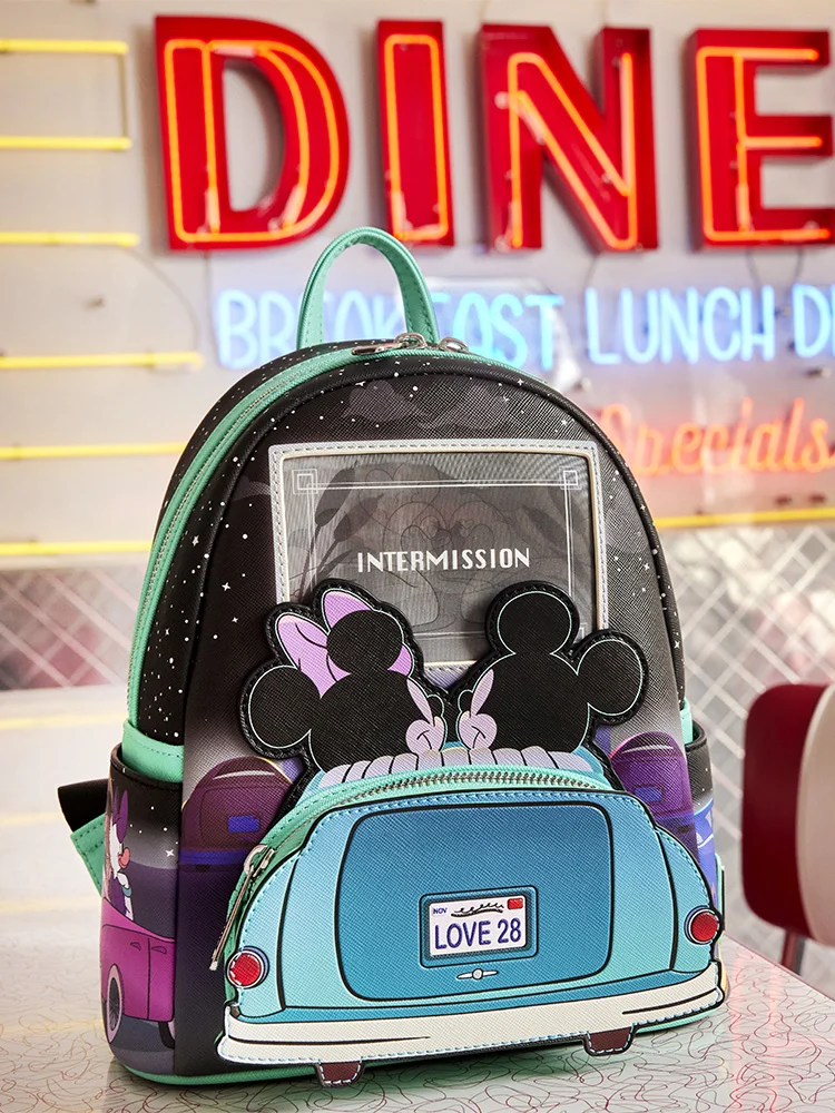 2024 New Loungefly Disney Mickey Minnie Date Mini Backpack Cute Cartoon Kids Satchel Girl Headband Move Accessory Bag Gift Ins