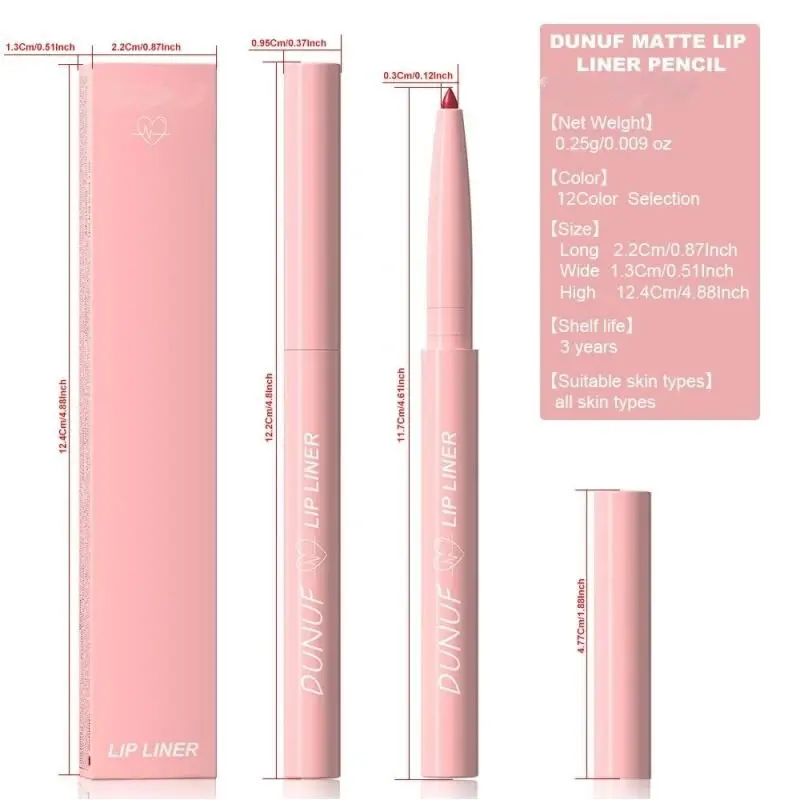 12 tipi di matite per labbra impermeabili in diversi colori, finitura opaca, colorazione facile, resa cromatica non sbiadita, lucidalabbra, bellezza