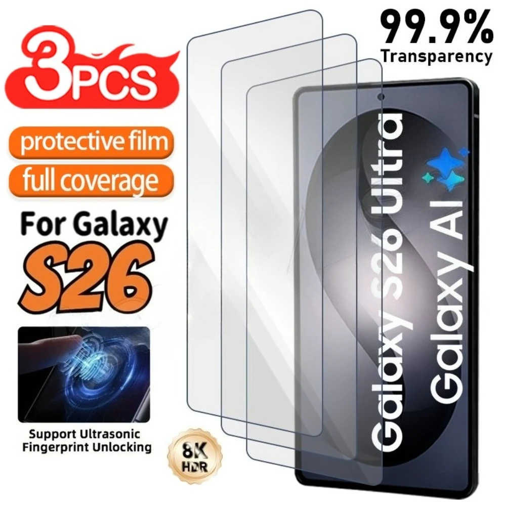 

3Pcs Ultra Clear Tempered Glass for Samsung Galaxy S26 S25 S24 Ultra S23 S22 S21 Plus S25 S24 FE Anti-Scratch Screen Protector