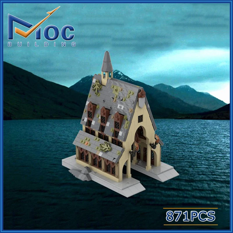 871PCS HP Modular Classic Movie Magic Castle Boathouse MOC Building Block Model DIY Assembly Brick DIY Toy For Gift MOC-126803