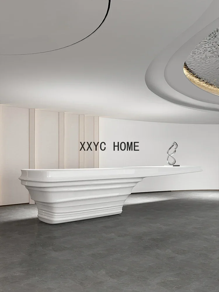 White Paint Front Desk Company Curved Bar Hotel Medical Beauty Cashier Creative Fashion Front Desk