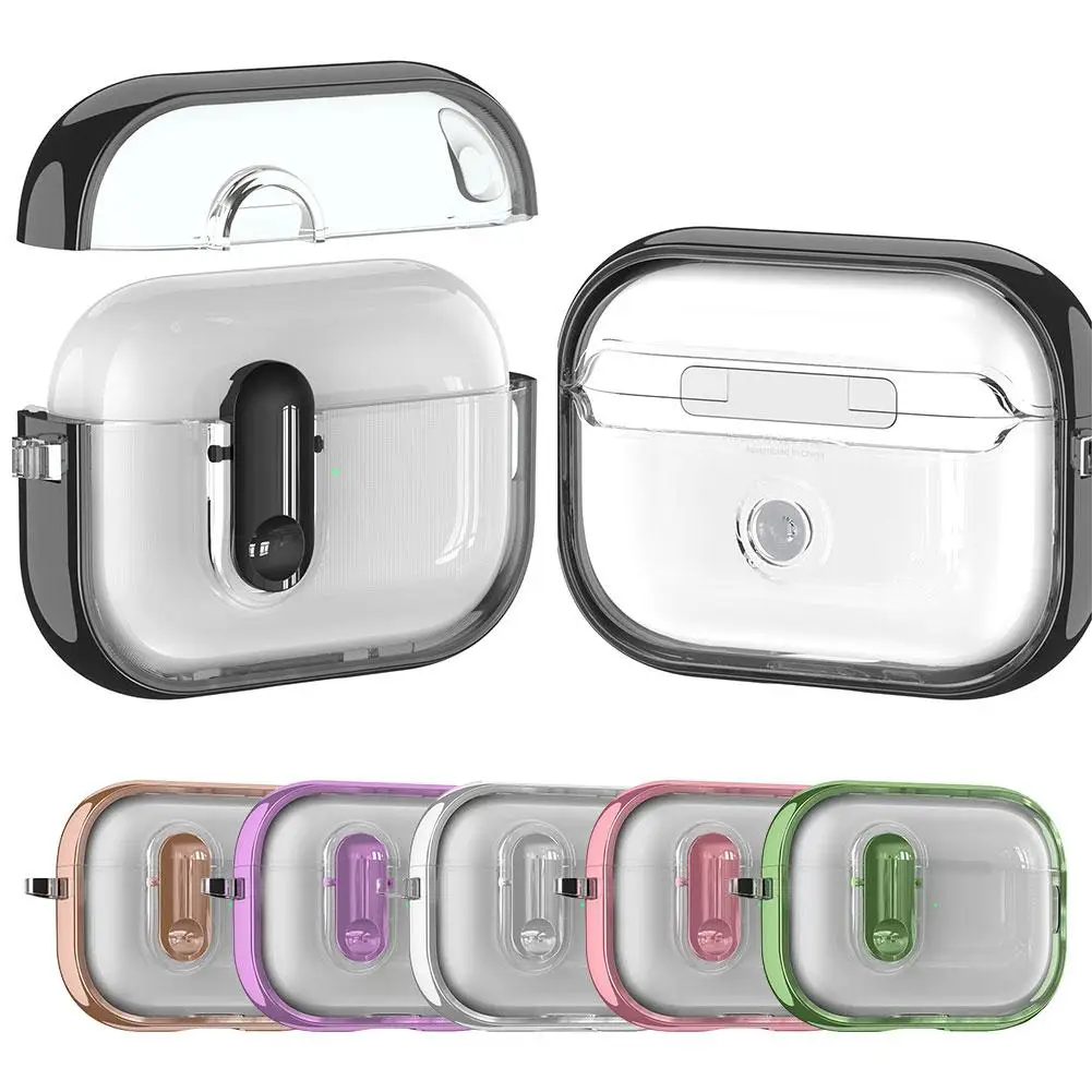 غطاء كريستال شفاف لأجهزة Airpods Pro3 مع قفل مفتاح لأجهزة AirPods Pro 3 أو 4 أو Pro2nd حافظة شفافة مضادة للصدمات لسماعات الأذن