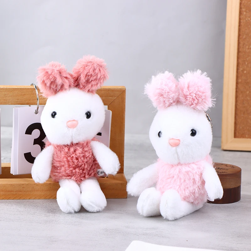 Cute Rabbit Keychain Plush Doll Toy Cartoon Bunny Animal Keyring Pendant Backpack Charms Bag Hanging Ornaments Decor Accessories