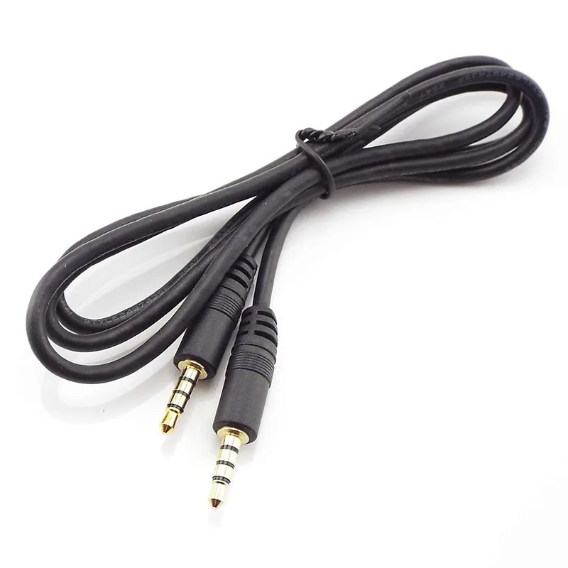 Cable de extensión de 4 polos macho a macho de 3,5 mm con micrófono Adaptador de audio estéreo Compatible con teléfonos inteligentes Tablet F1