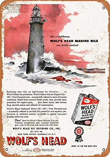 Metal Sign - 1954 Wolf's Head Nautical Marine Engine Oil - Vintage Look