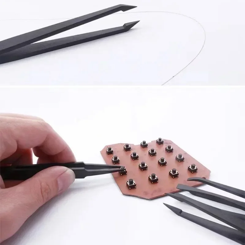 Watch Repair Tool Antistatic Carbon Fiber Tweezers Plastic Tweezers for Watchmaker Black Watch Trimmer Tweezers Carbon FiberTool image 5