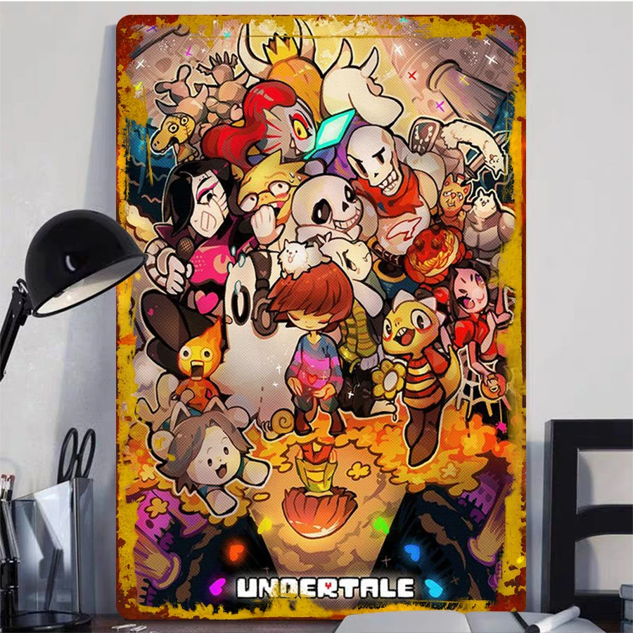 Undertale Characters Group Art Metal Wall Decor Gaming Room Home Decoration for Fans