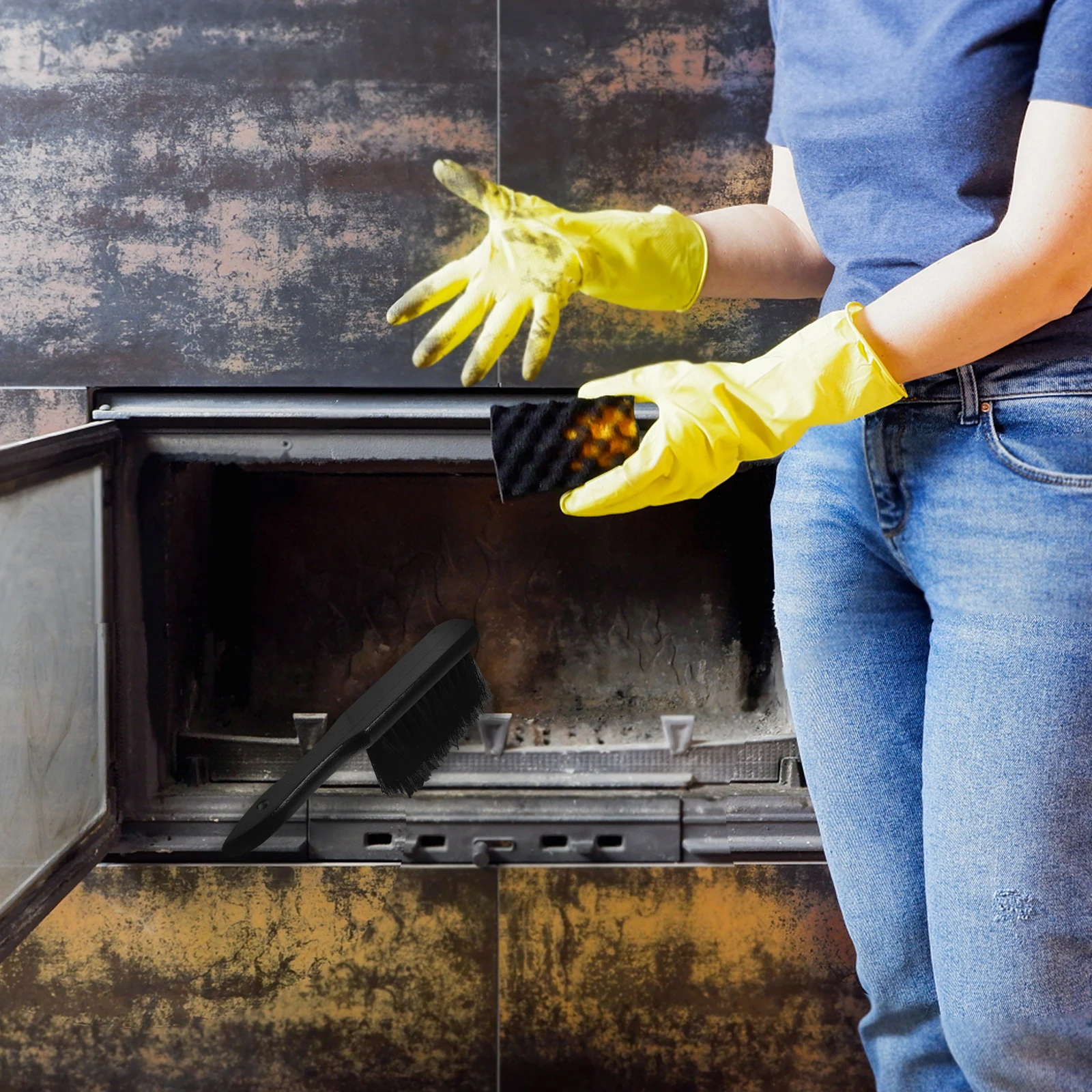 

Щетка для чистки камина Черная щетка для вогнища для настольной дровяной печи Каминная настольная кухонная столешница