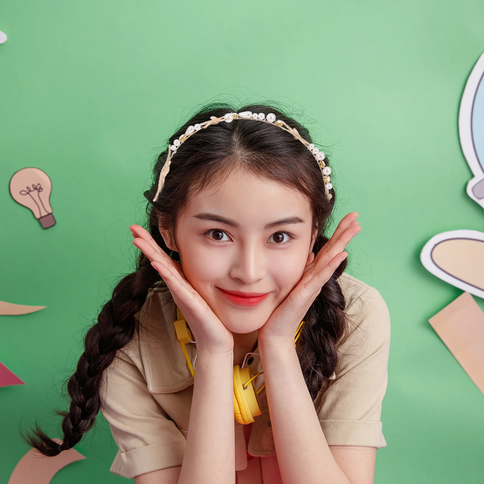 

1pc Pearl Hair Hoop Fashion Headband Durable Chic Design Bridal Hair Accessories For Party Engagement Women Daily Wear