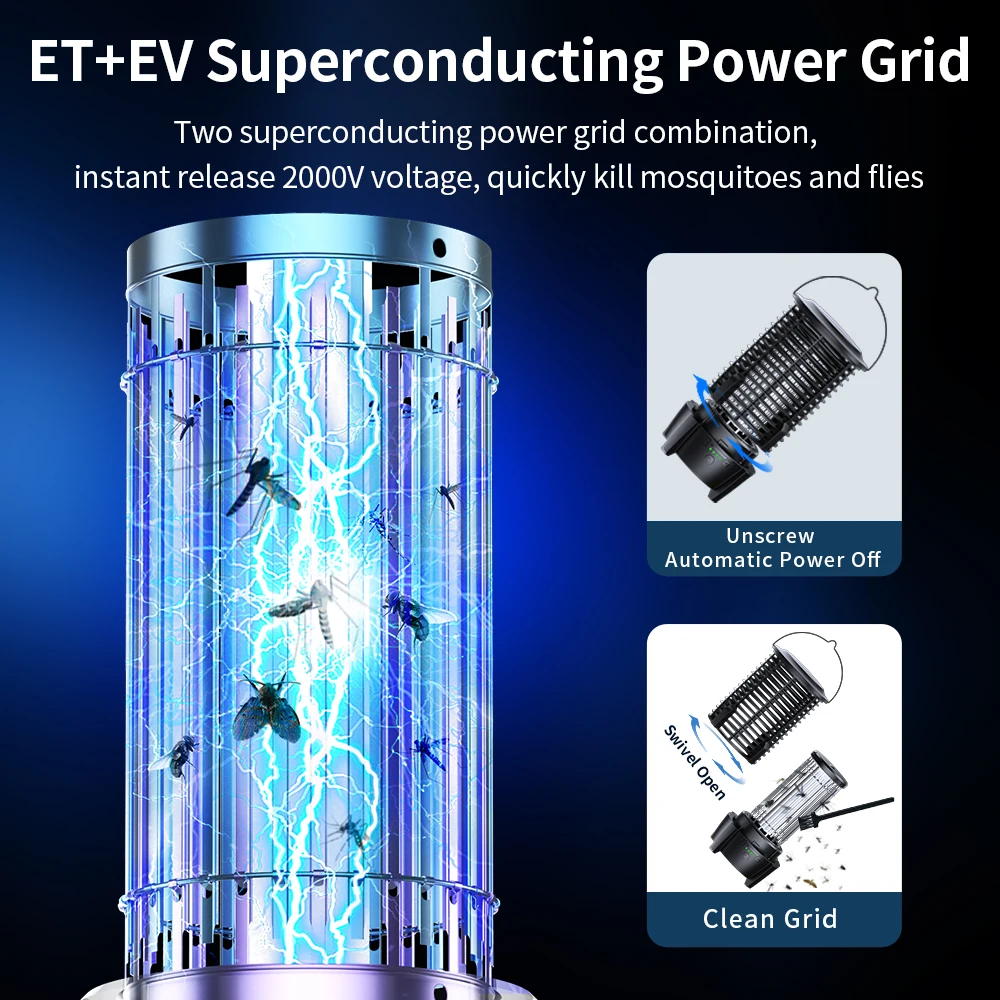 Electric Mosquito Swatter Rechargeable Mosquito Killer Lamp Household Outdoor Fly Trap Flies Insect Killer Bug Zapper with Light