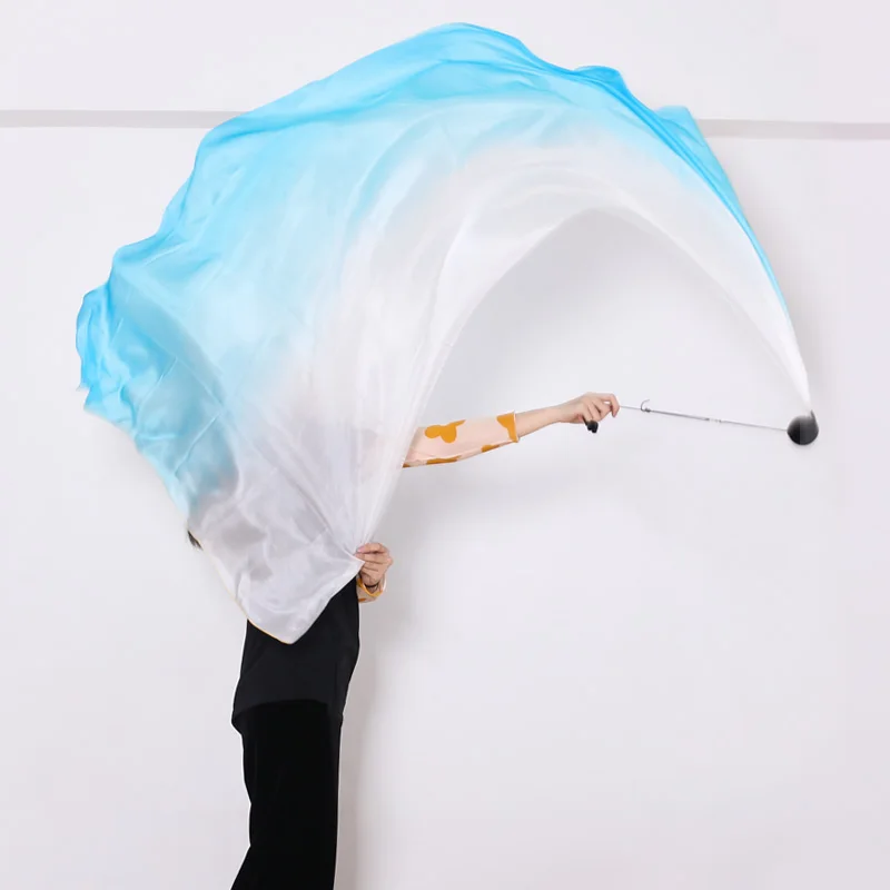 

Шелковый шарф с пои-шаркой, красочная шелковая лента с флагом, стример для танца живота, сценическая практика, настоящая вуаль, индивидуальный цвет, новинка