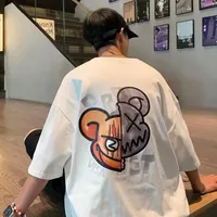 Trendy Men's Half-sleeve T-shirt 2023 Summer New Style Loose-fit Hong Kong Style Body Conversational T-shirt Ins Trendy