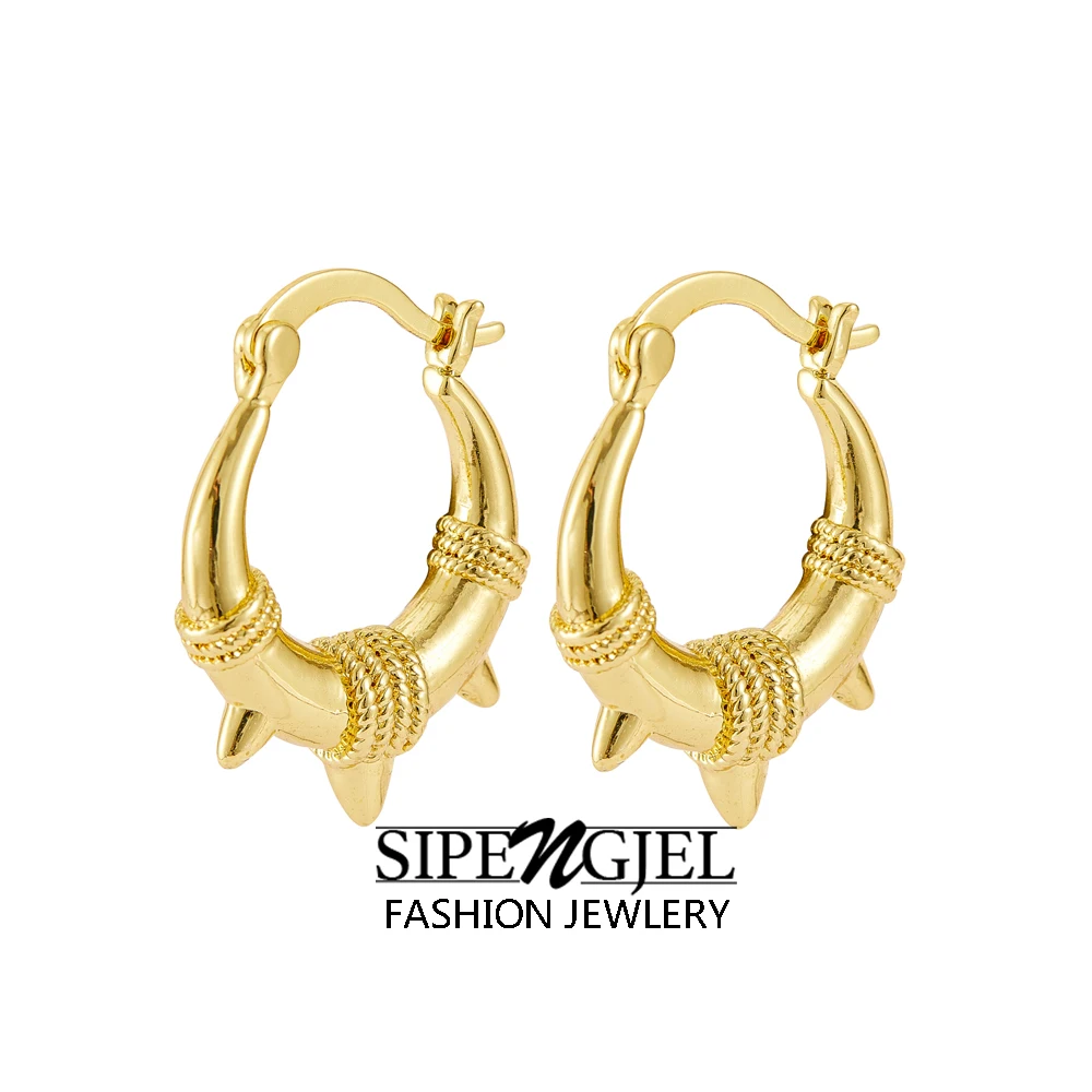 Vintage Fashion Simple Rock Style Ear Buckles Earrings for Women Men Gold Plated Hoop Earrings European Piercing Jewelry 2022