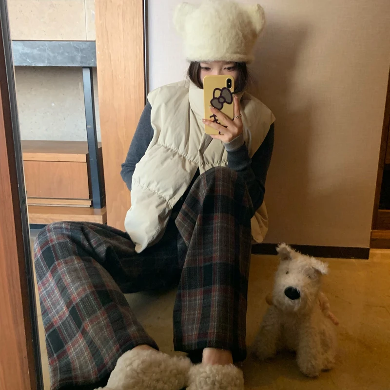 Women's Cotton Vest Autumn Winter Short Style Warmth Outerwear Korean Fashion Small Size Coat Thickened Single Button Closure