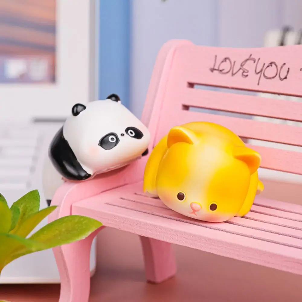 Panda porco monitor de computador decoração mesa borda telas tv pequenos animais ornamentos resina miniaturas console central estatuetas