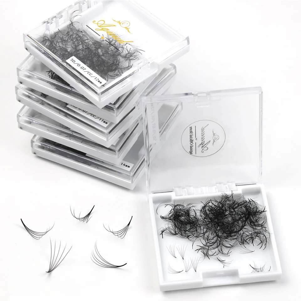 AGUUD 100/300/500/1000 Fans Loose Fans Sharp Slim Narrow Stem Premade Fans Volume Lash Thin Pointy Base Russia Volume Extensions