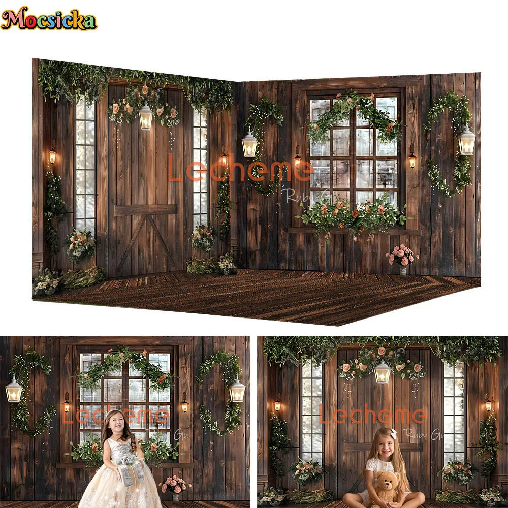 

Spring Garden Wooden Cabin Background Photography Flower Window Lantern Backdrop Kids Baby Showers Birthday Party Photo Studio