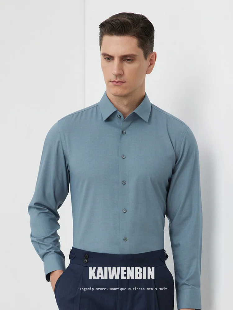 

Men's Business Shirt Warm Cashmere Modal Blend Long Sleeve Formal Dress Shirt Comfortable Breathable for Winter