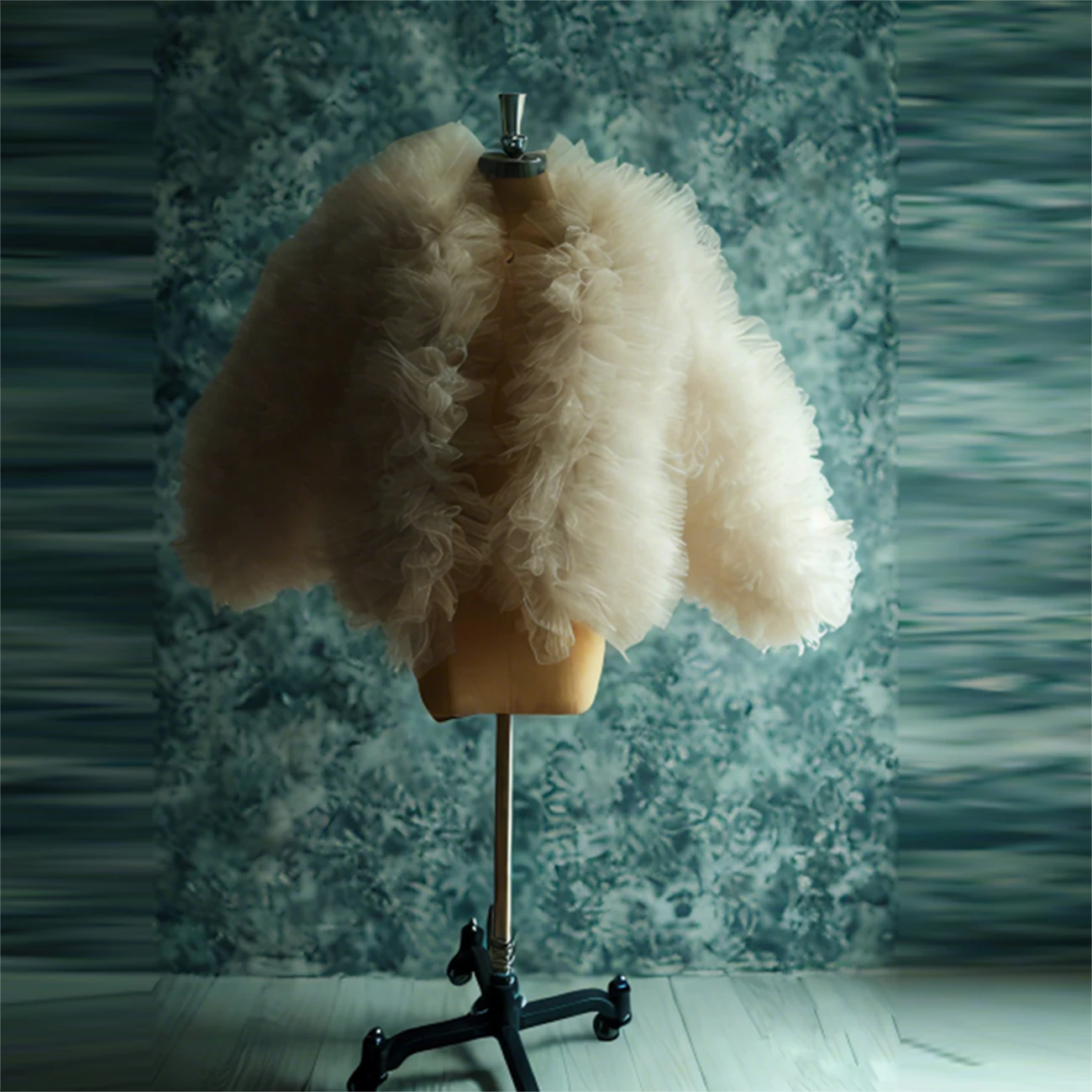 

Charming Beige Ruffles Tulle Top Women Puffy Tulle Fashion Jacket Photo Shoot Women Formal Wear Custom Color And Size Top