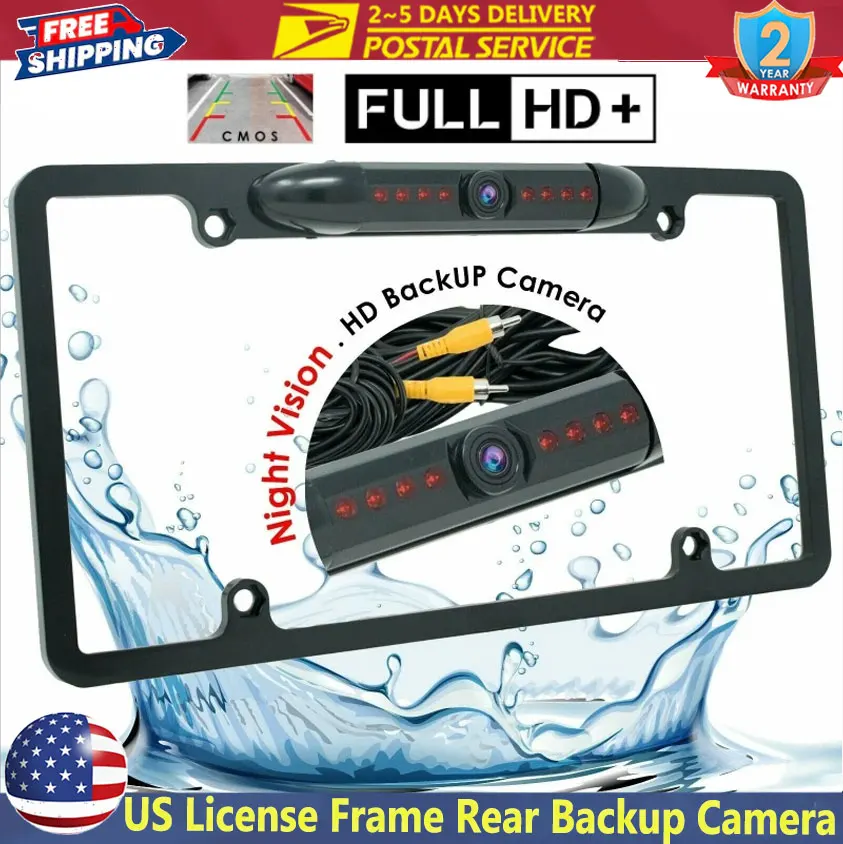 170 ° عرض إطار لوحة ترخيص الولايات المتحدة العالمي كاميرا احتياطية مقاومة للماء IR LED للرؤية الليلية HD زاوية واسعة لوحة ترخيص الرؤية الخلفية #1